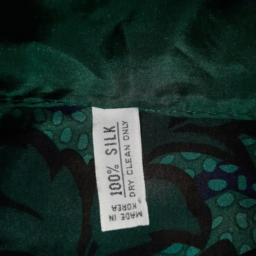 CHRISTIAN DIOR VTG Teal Red Floral Silk Scarf
